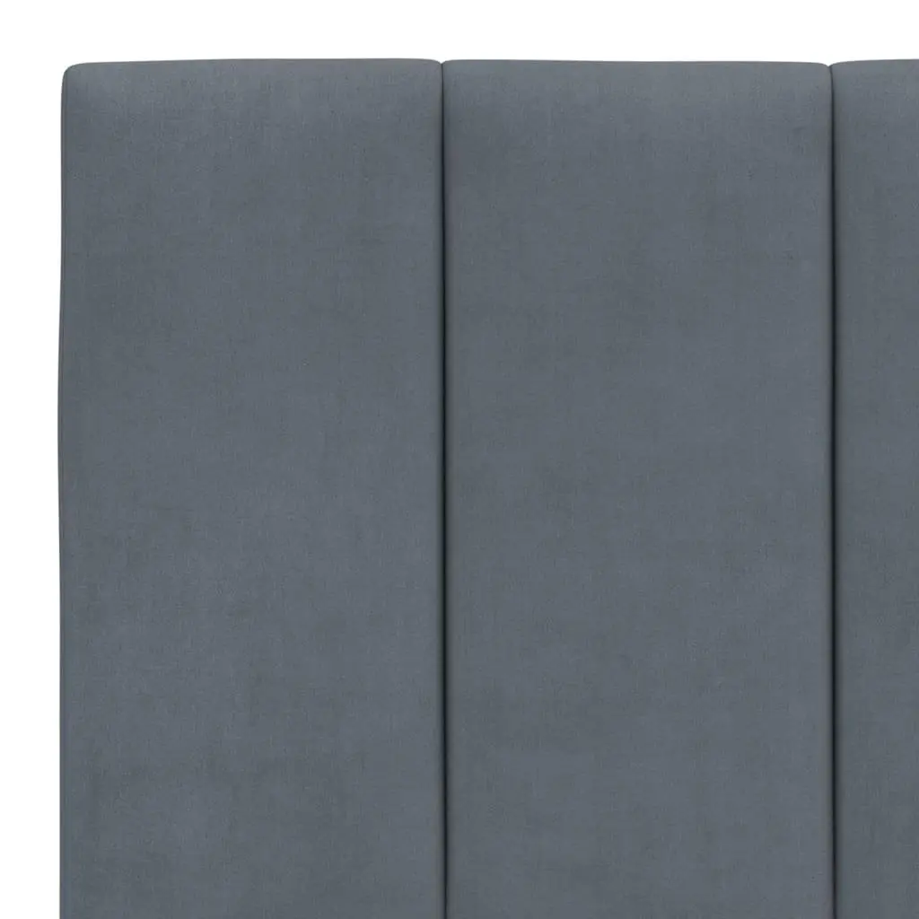 Queen Bed Frame LED Grey Velvet Headboard Plywood Slats Modern Bedroom Furniture