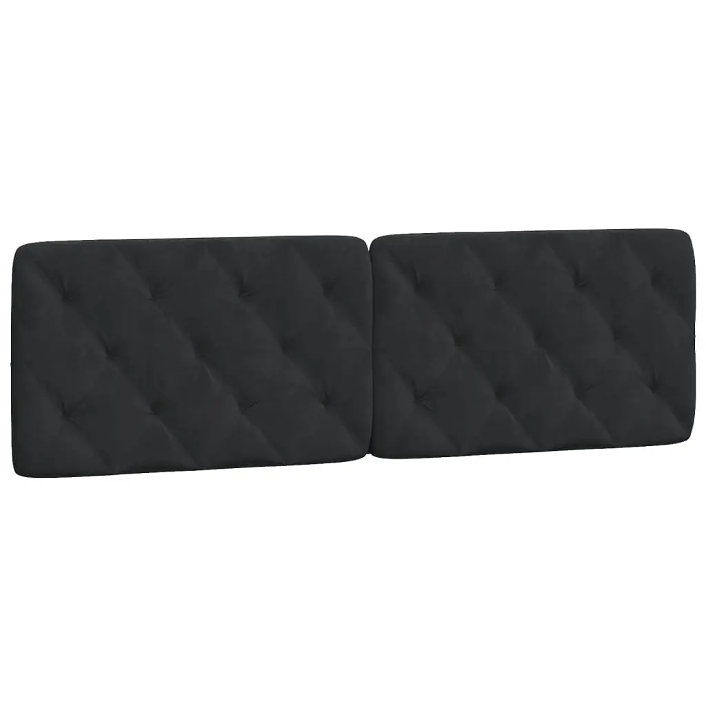 Queen Bed Frame Velvet Upholstered Black with LED Lights and Foam-filled Headboard Pillow