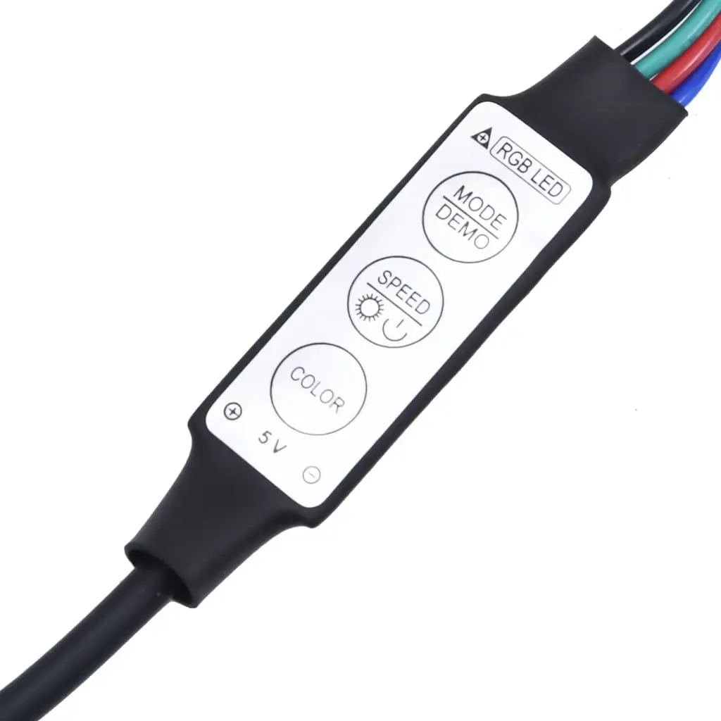 Bed Frame Faux Leather Black White 107x203 cm Padded Headboard LED Lights