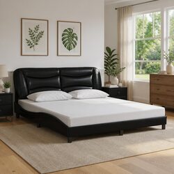 Practical Black Bed Frame with LED Lights for Modern Homes