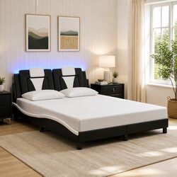 Functional Bed Frame with LED Lights for Cozy Living