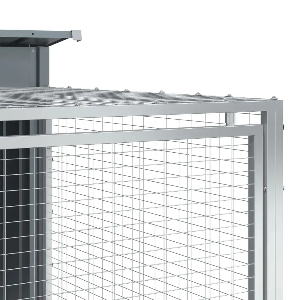 Dog House with Run Anthracite Galvanised Steel Outdoor Pet Kennel Enclosure