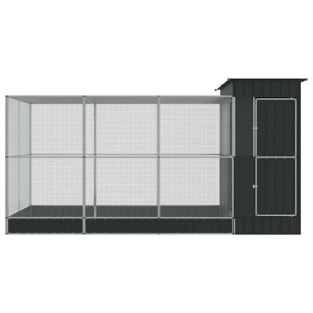 Aviary with Extension Silver 416x203x216 cm Steel Mesh Bird Cage Outdoor