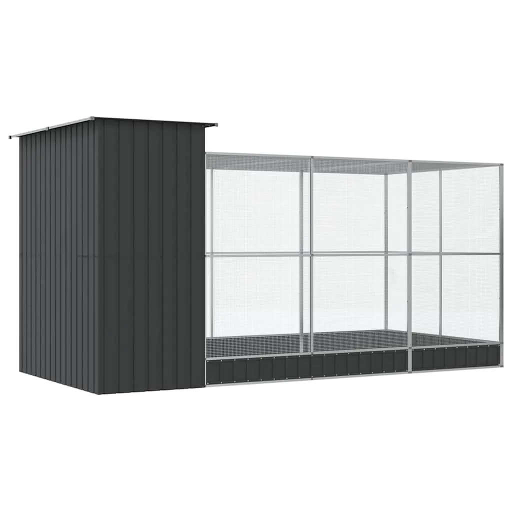Aviary with Extension Silver 416x203x216 cm Steel Mesh Bird Cage Outdoor