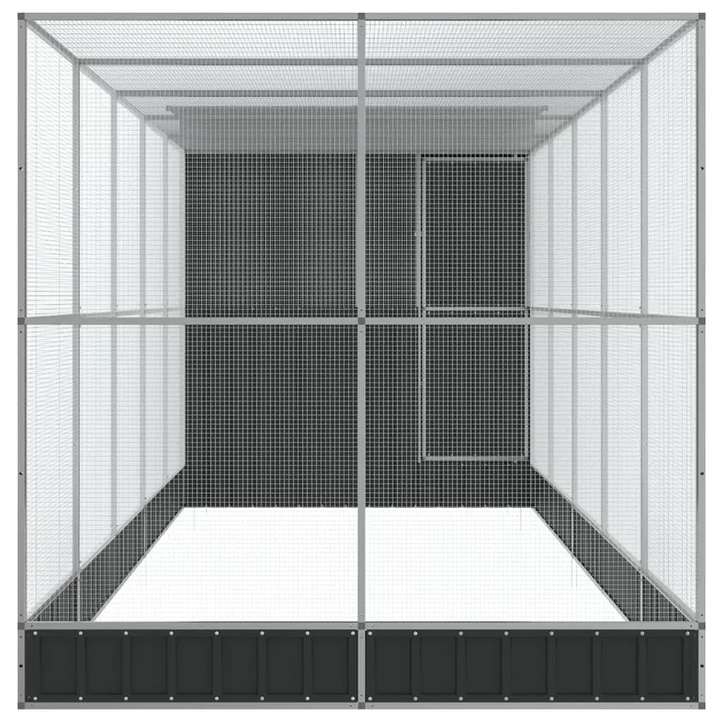 Large Steel Aviary with Extension Silver 623x203x216cm Bird Cage Outdoor Play