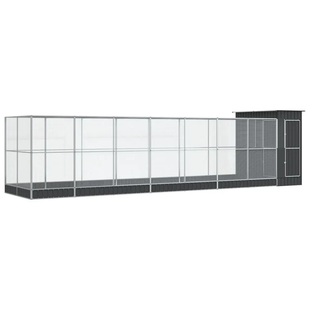 Large Bird Aviary with Extension Silver Steel Mesh Cage Flight Enclosure