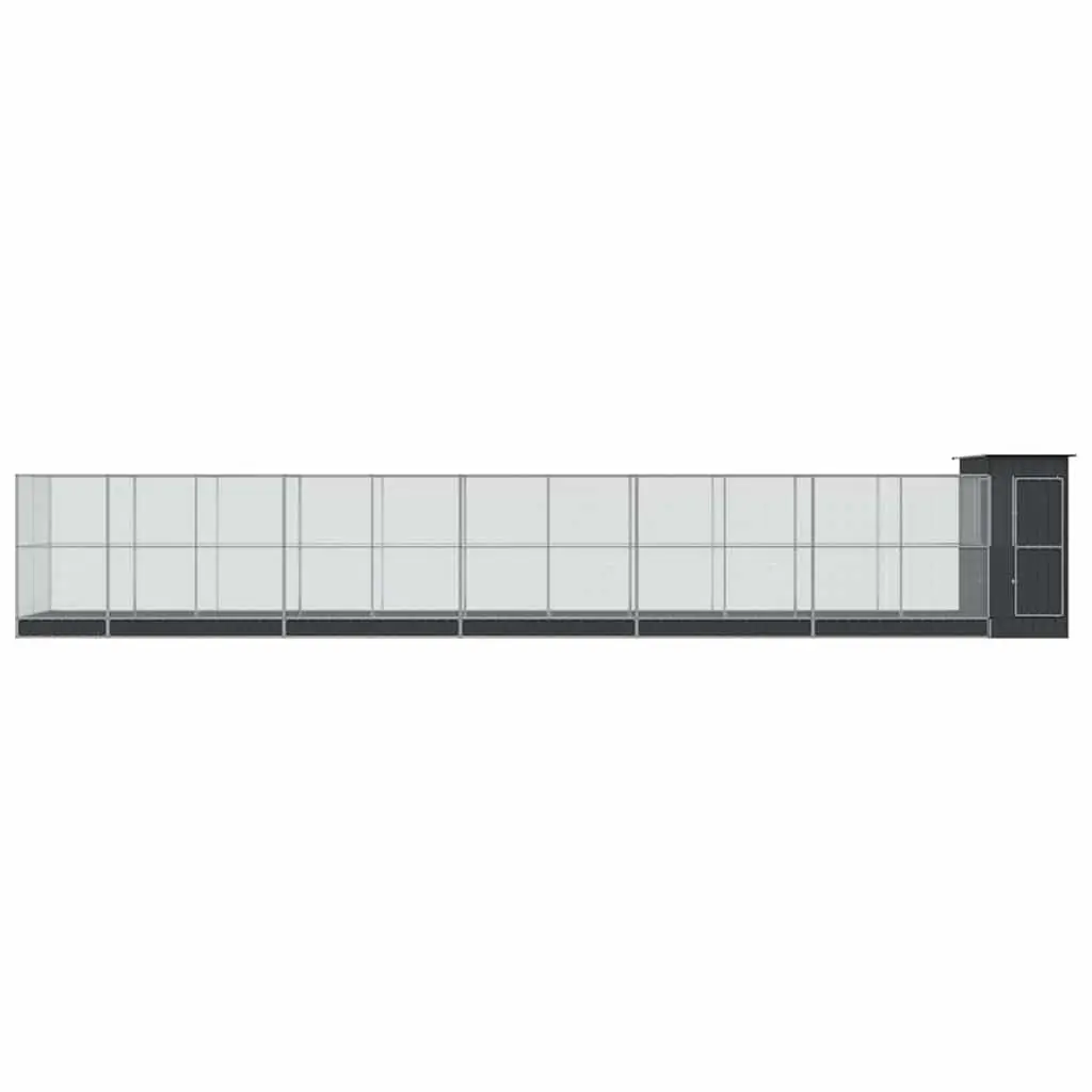 Bird Aviary Galvanised Steel Large Silver Outdoor Cage with Extension 1244 x 203 x 216 cm