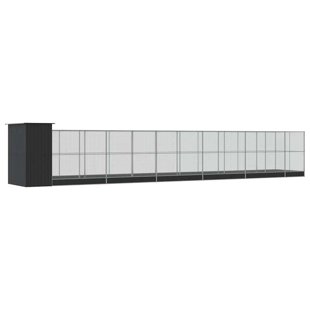 Bird Aviary Galvanised Steel Large Silver Outdoor Cage with Extension 1244 x 203 x 216 cm