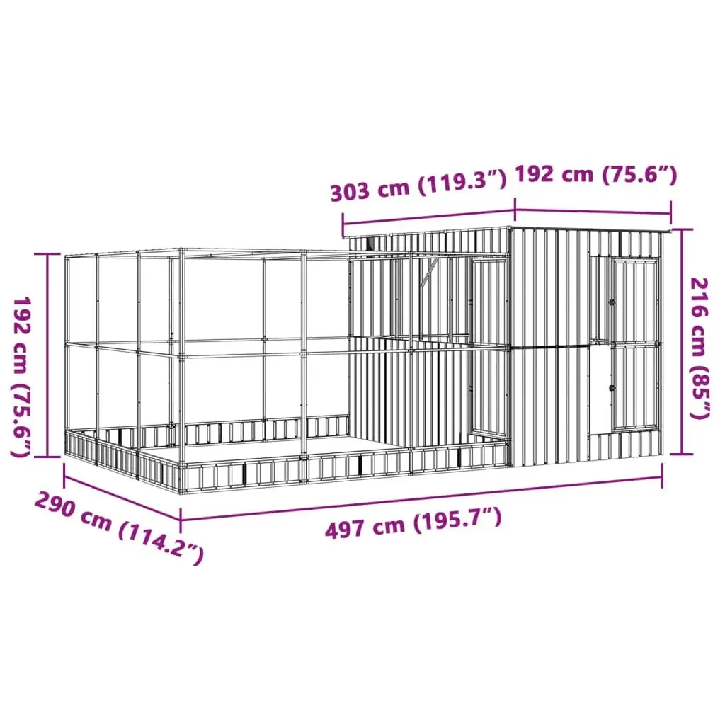 Silver Aviary for Outdoor Use with Extension