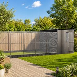 Large Bird Aviary with Extension Silver Steel Mesh Cage Outdoor Indoor