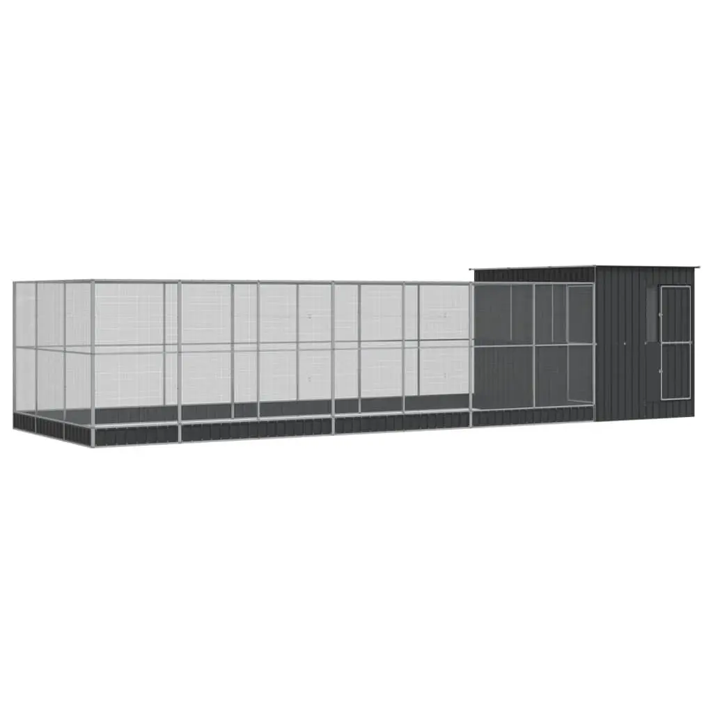 Bird Aviary with Extension Galvanised Steel 911cm Silver