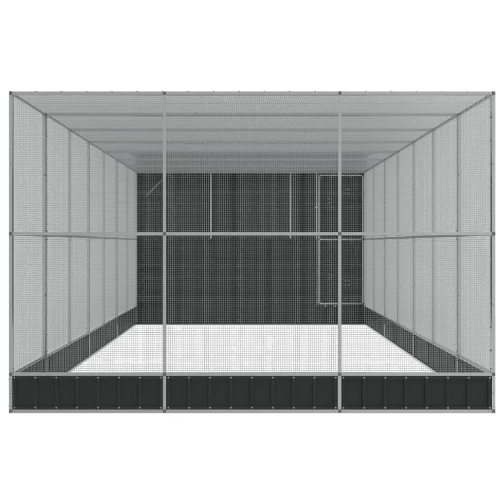 Bird Aviary with Extension Galvanised Steel 911cm Silver