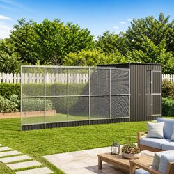 Large Steel Aviary with Extension Galvanised Bird Cage Outdoor Enclosure 1118cm