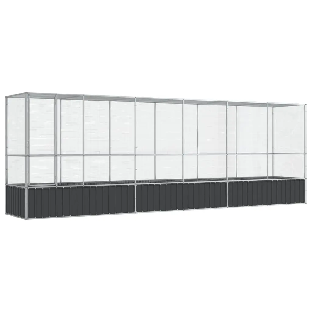 Bird Aviary Extension Large Outdoor Flight Cage Galvanised Steel 6265 x 107 x 212 cm Silver