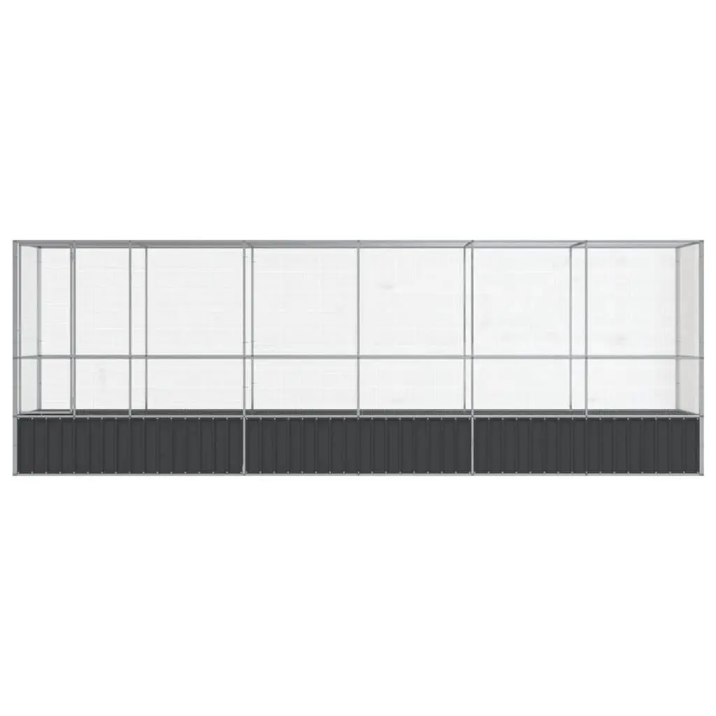 Bird Aviary Extension Large Outdoor Flight Cage Galvanised Steel 6265 x 107 x 212 cm Silver