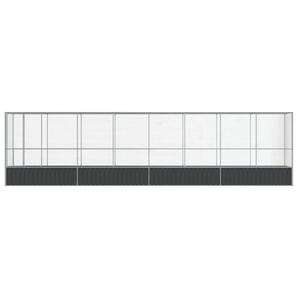 Bird Aviary Extension Galvanised Steel 834.5 x 107 x 212 cm Silver