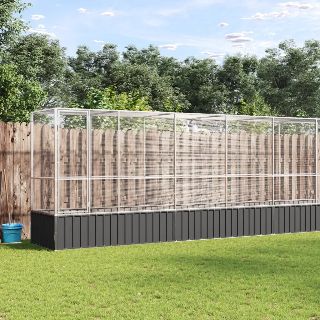 Large Bird Aviary with Extension Silver Steel Mesh Cage Outdoor Flight Pen