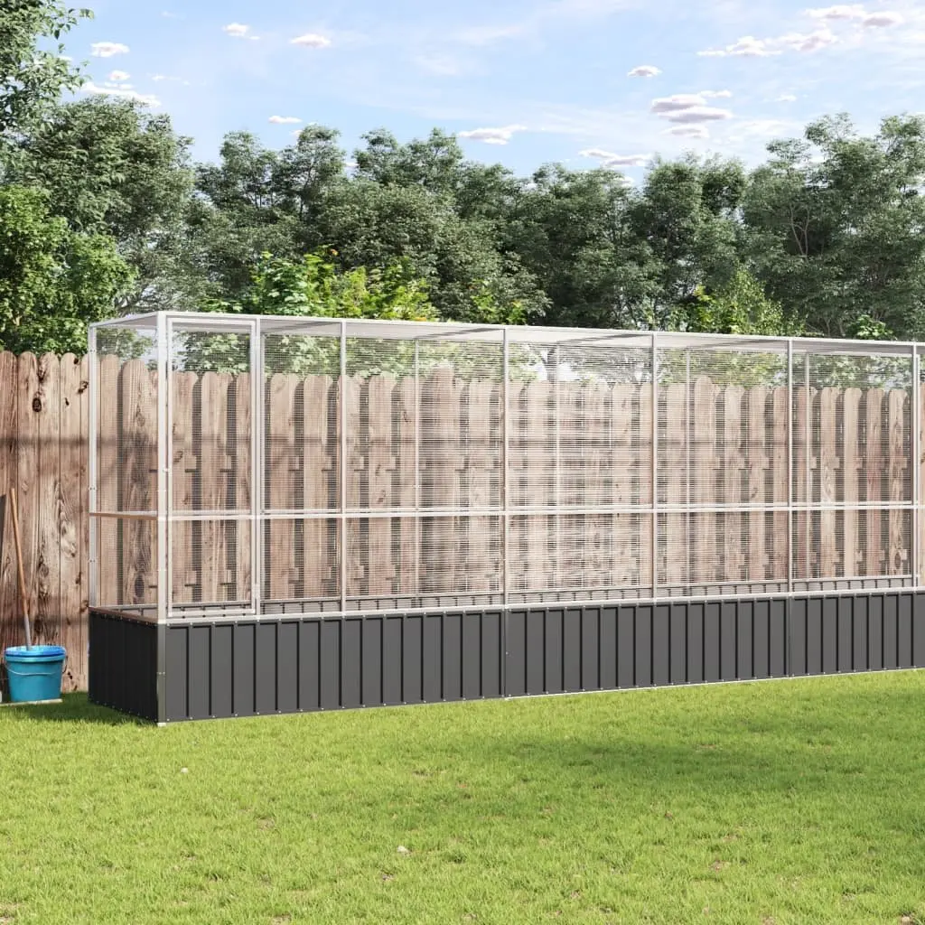 Large Bird Aviary with Extension Silver Steel Mesh Cage Outdoor Enclosure