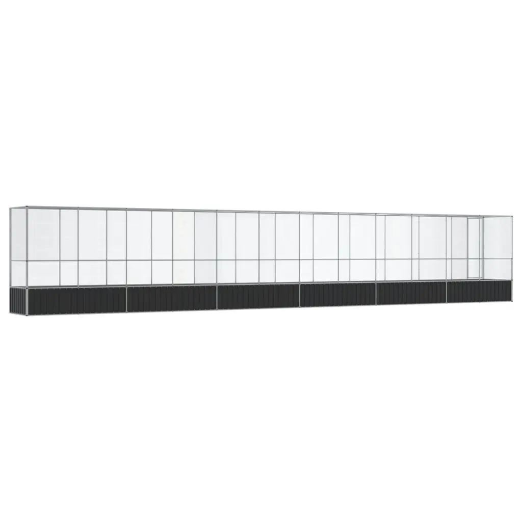 Large Bird Aviary with Extension Silver Steel Mesh Cage Outdoor Enclosure