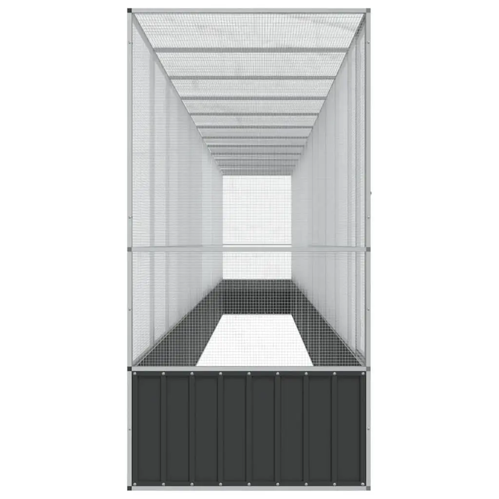 Large Bird Aviary with Extension Silver Steel Mesh Cage Outdoor Enclosure