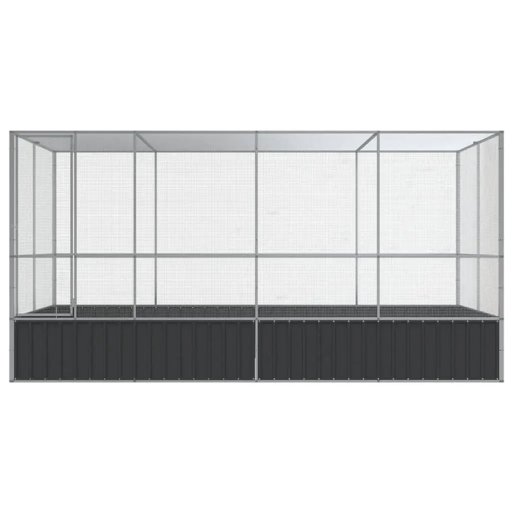 Large Bird Aviary Silver Galvanised Steel Mesh Cage 418 x 207 x 212 cm Outdoor Flight Enclosure