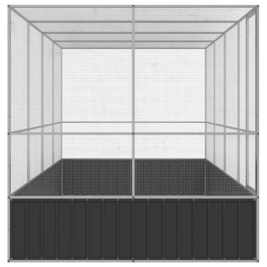 Large Bird Aviary Silver Galvanised Steel Mesh Cage 418 x 207 x 212 cm Outdoor Flight Enclosure