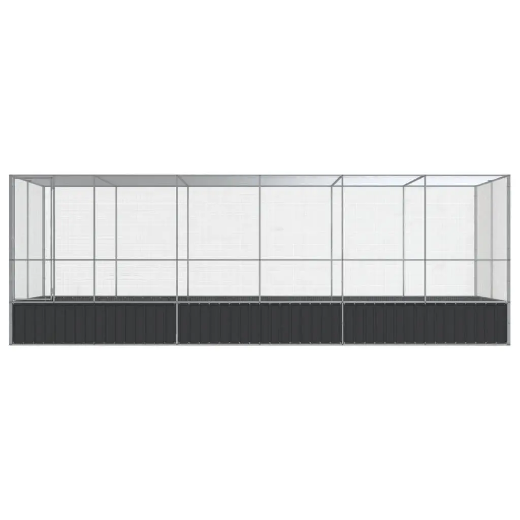Large Bird Aviary Galvanised Steel Mesh 625 x 207 x 212 cm Silver
