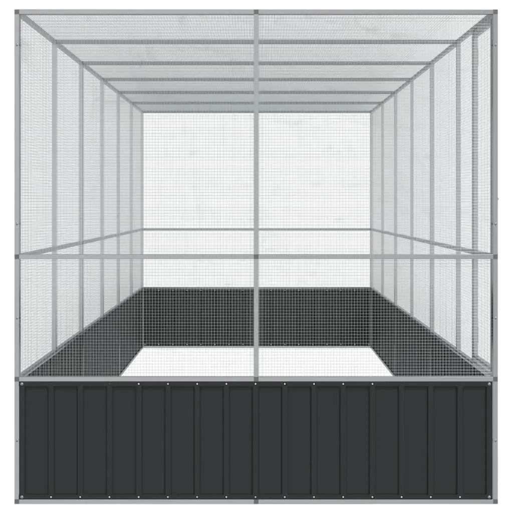 Large Bird Aviary Galvanised Steel Mesh 625 x 207 x 212 cm Silver