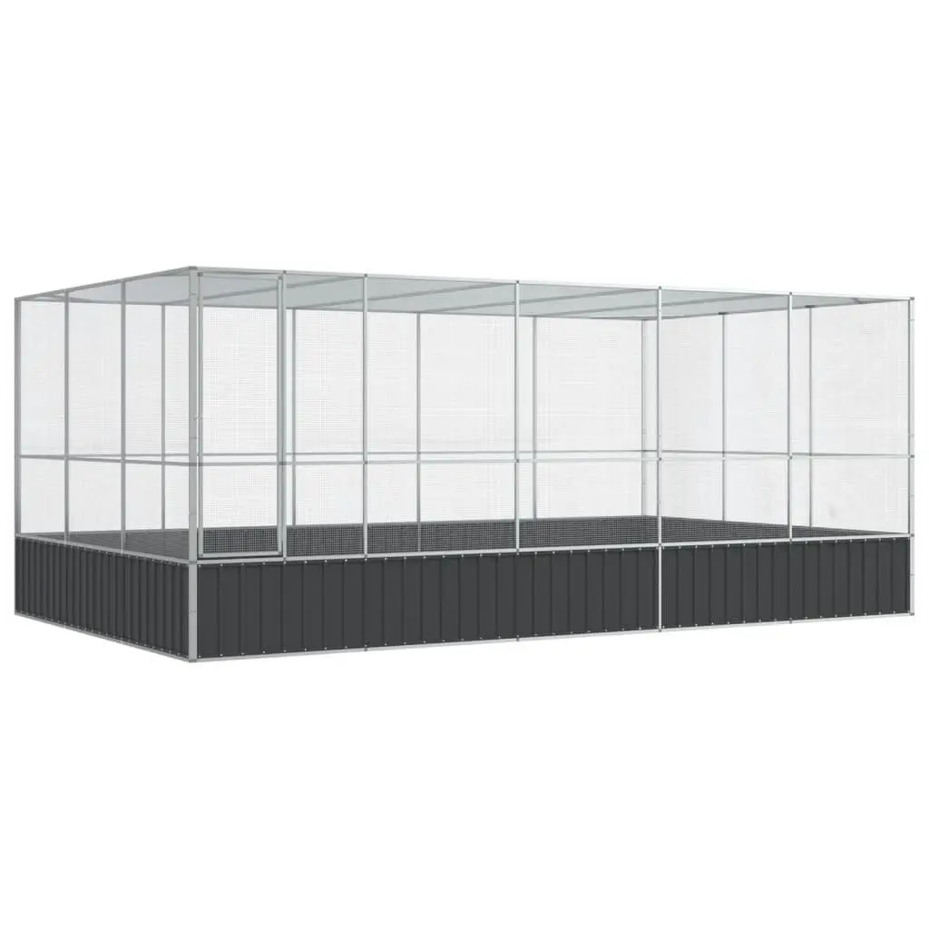 Bird Aviary Steel Mesh Cage Large Outdoor Enclosure Silver 518 x 307 x 212 cm