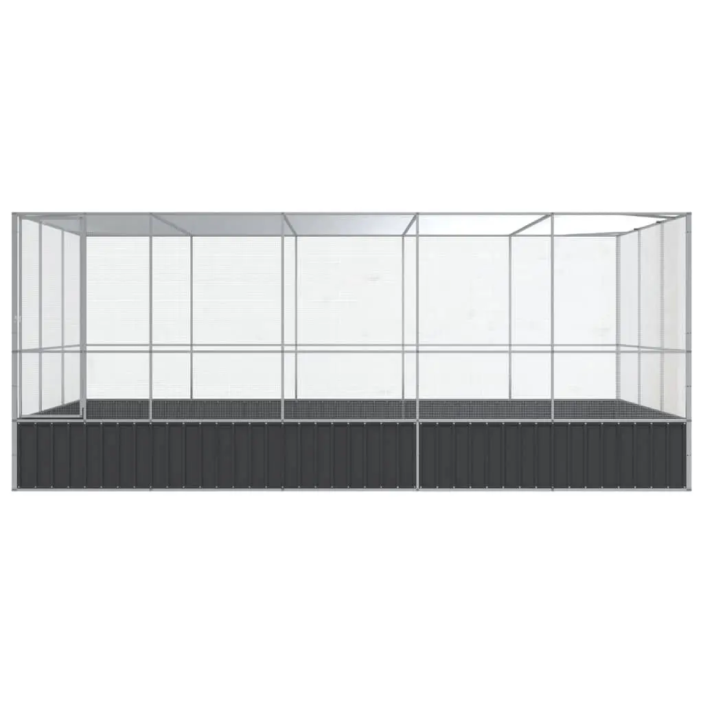 Bird Aviary Steel Mesh Cage Large Outdoor Enclosure Silver 518 x 307 x 212 cm