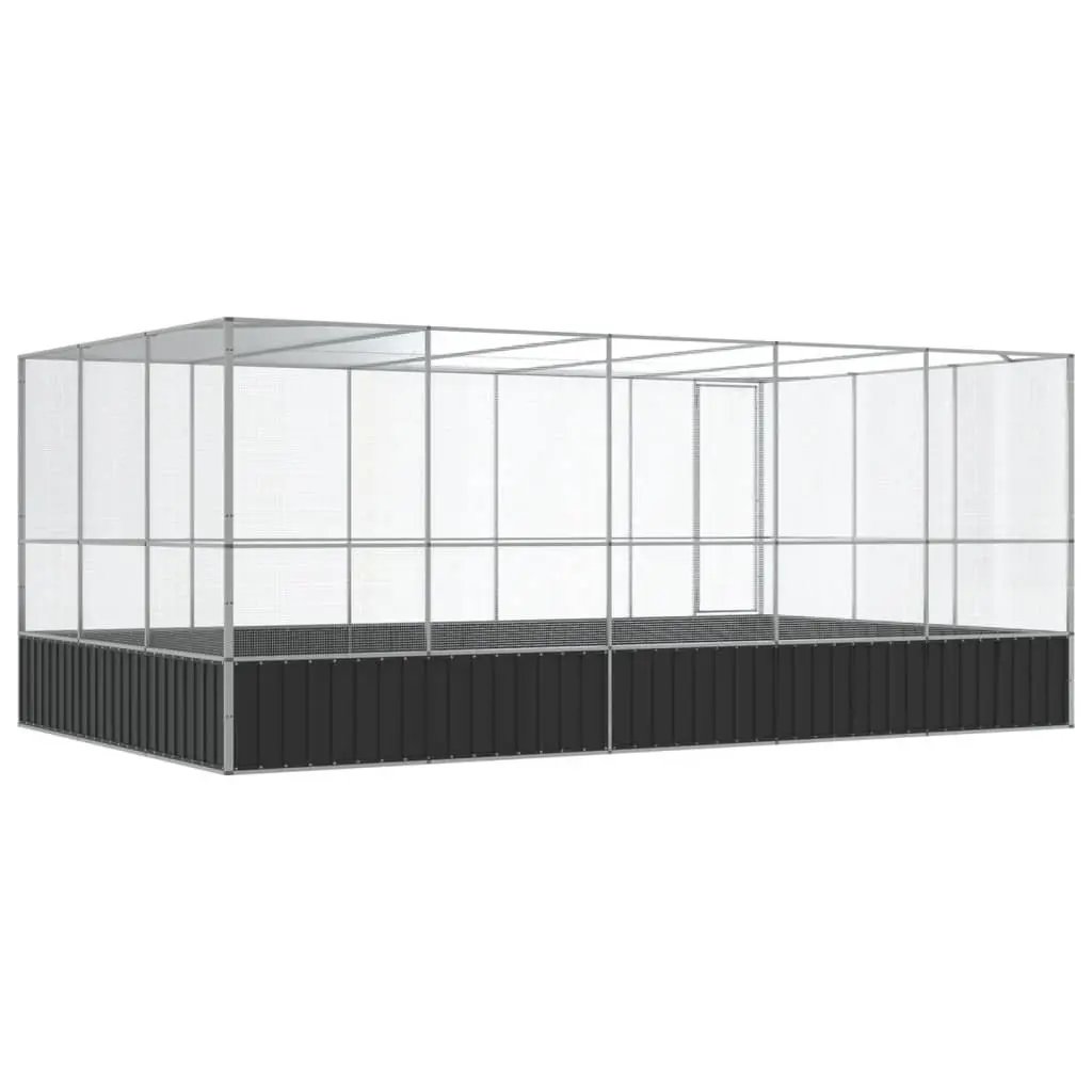 Bird Aviary Steel Mesh Cage Large Outdoor Enclosure Silver 518 x 307 x 212 cm