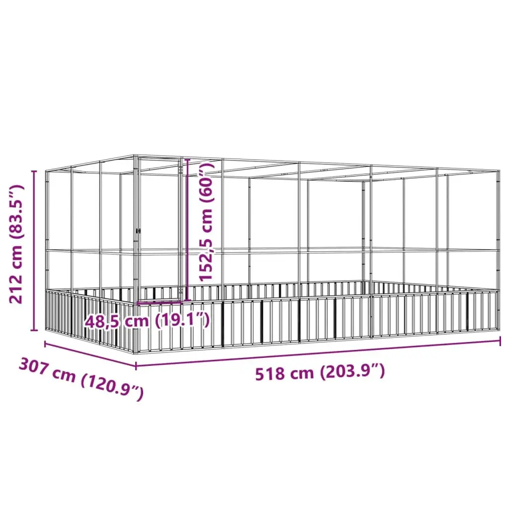 Bird Aviary Steel Mesh Cage Large Outdoor Enclosure Silver 518 x 307 x 212 cm