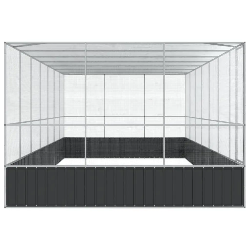 Bird Aviary with Extension Silver Galvanised Steel Mesh Cage Large Outdoor