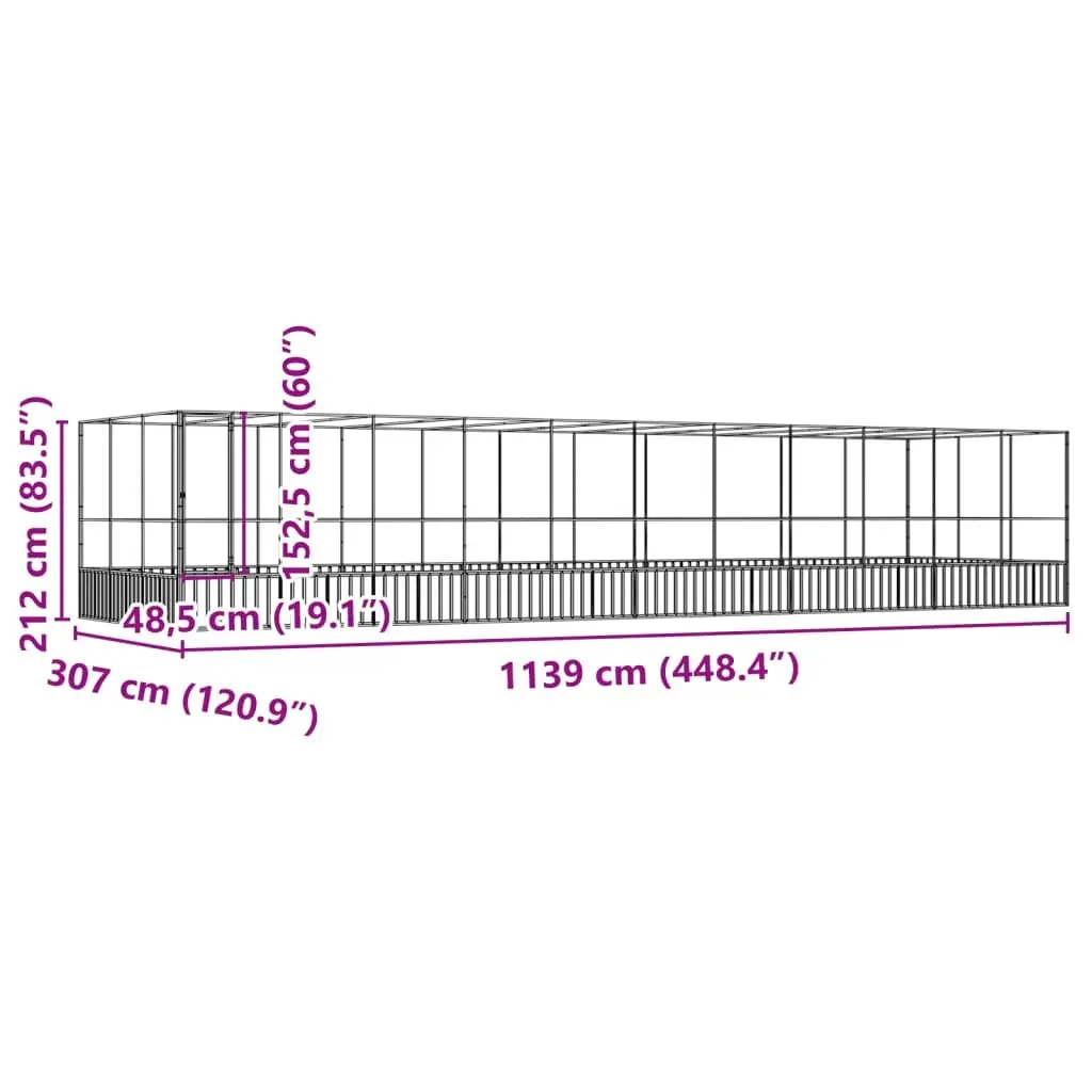 Aviary with Extension for Safe Outdoor Use 1139x307x212cm