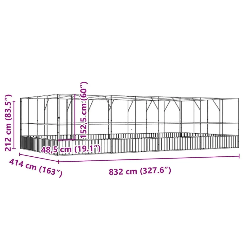 Bird Aviary Steel Mesh Large Silver Outdoor Cage with Extension