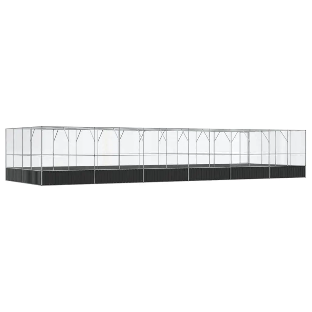 Bird Aviary Enclosure Steel Mesh 1246x414x212cm Large with Extension Silver