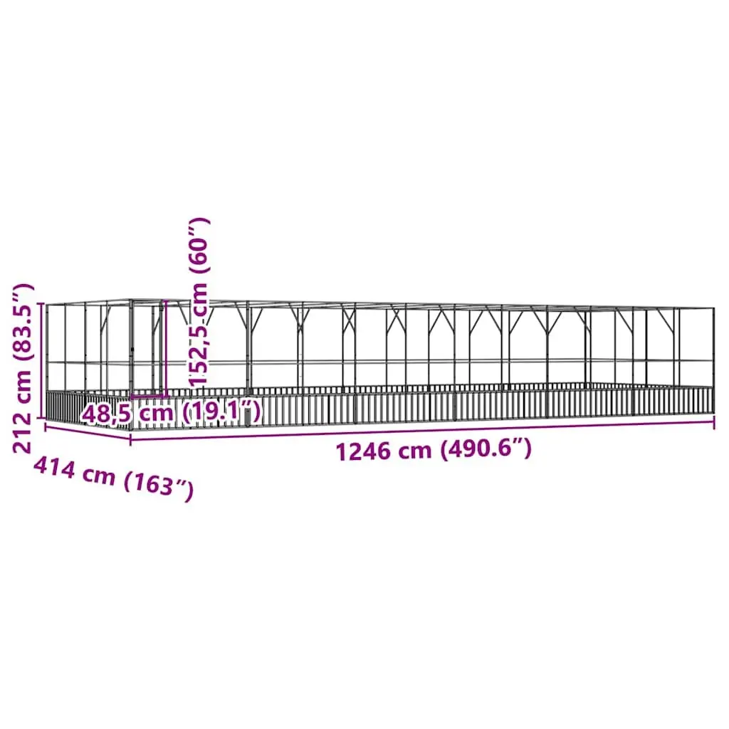 Bird Aviary Enclosure Steel Mesh 1246x414x212cm Large with Extension Silver