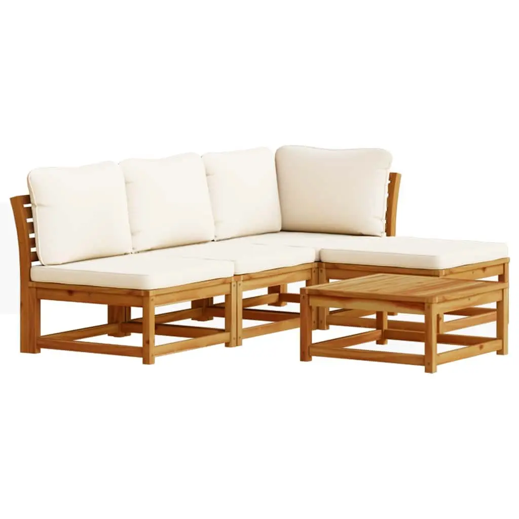 Outdoor Sectional Sofa Set 5 Piece Garden Lounge Furniture with Cushions Wood