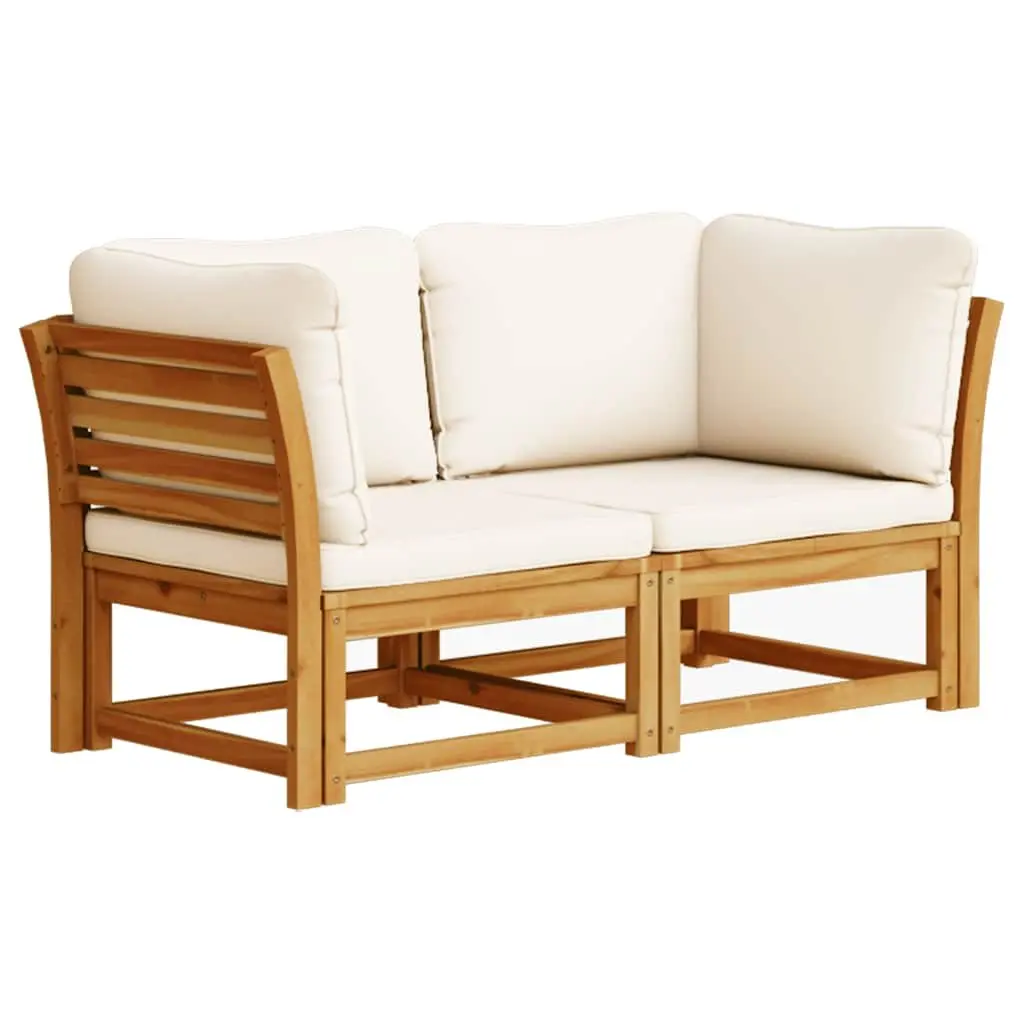 Outdoor Garden Sofa 2-Seater with Cushions Solid Wood Patio Lounge Sectional
