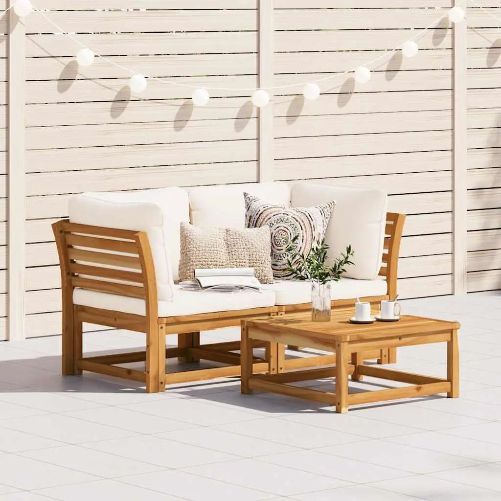 Outdoor Garden Sofa 2-Seater with Cushions Solid Wood Patio Lounge Sectional