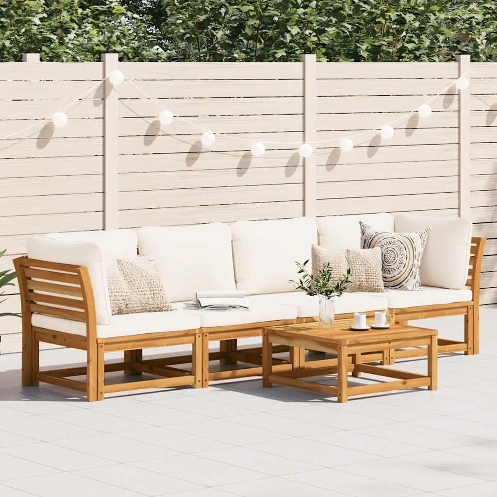 Garden Lounge Set Modular Sectional Acacia Wood 4 Piece Brown