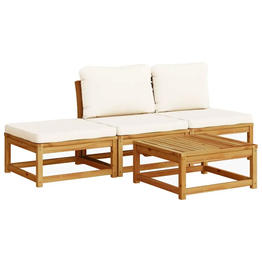 Outdoor Sectional Sofa Lounge Set 4 Piece Garden Furniture with Cushions Brown