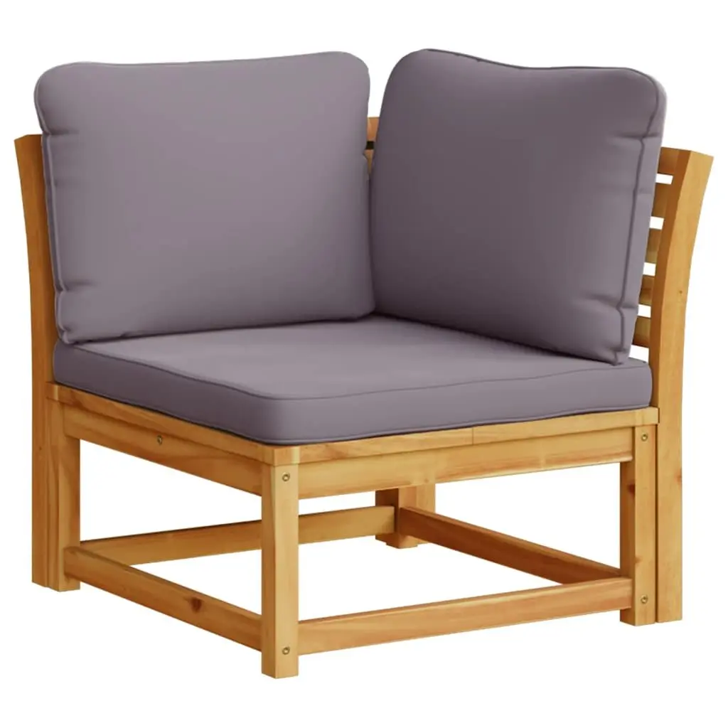 Garden Lounge Set Solid Acacia Wood 4 Piece Outdoor Sectional Sofa with Cushions Brown