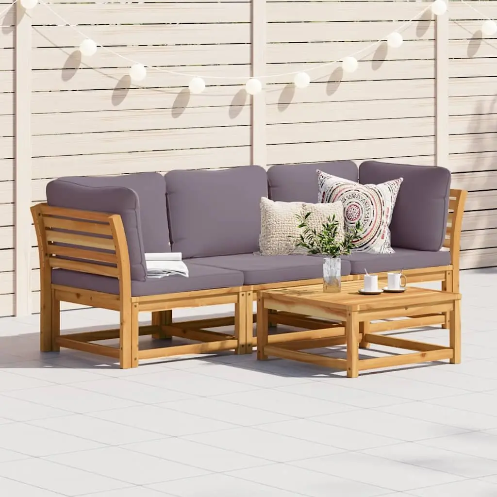 Outdoor Sectional Sofa Lounge Set 3 Piece Garden Furniture with Cushions Brown