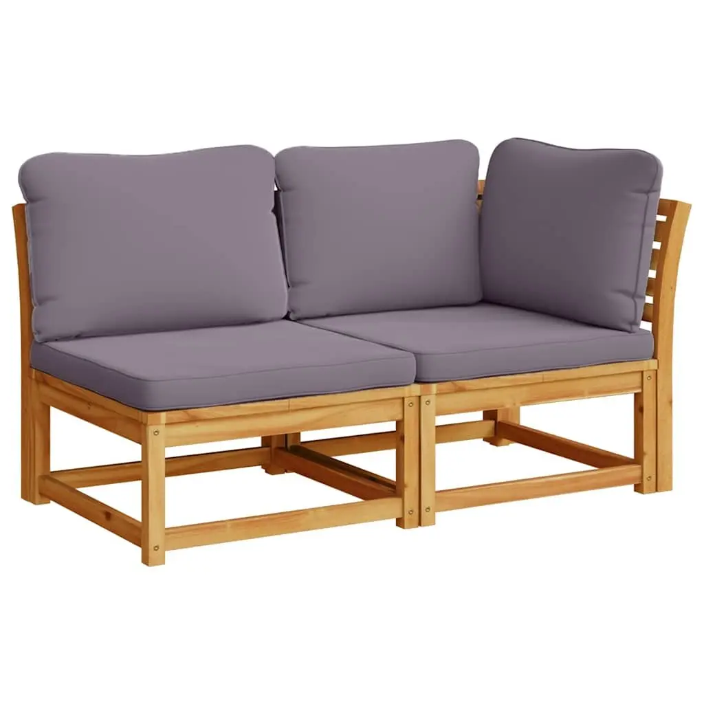 Outdoor Sectional Sofa Set Solid Acacia Wood 8 Piece Modular Garden Lounge Brown