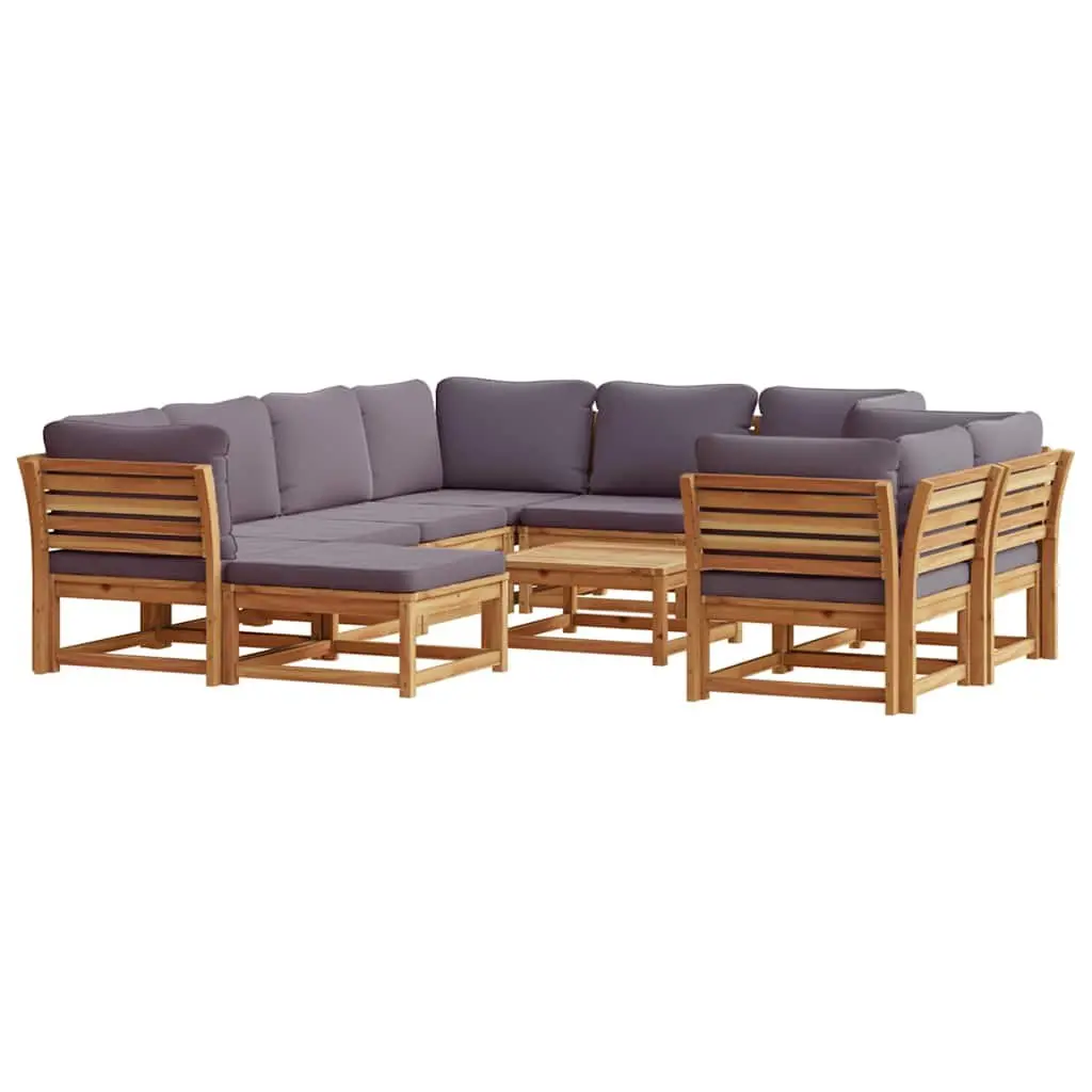 Outdoor Sectional Sofa Set 10 Piece Garden Lounge with Cushions Acacia Wood