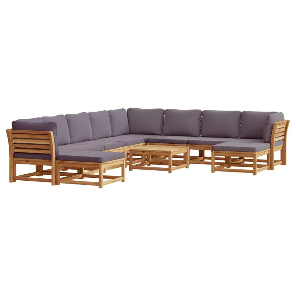 Outdoor Sectional Sofa Set 11 Piece Garden Lounge Furniture with Cushions Wood