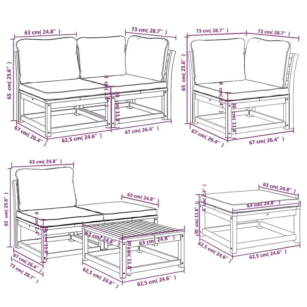 7 Piece Outdoor Sectional Sofa Set