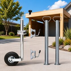 Jockey Wheel 48mm Trailer Caravan Support Tubes Split Clamps Galvanised Steel