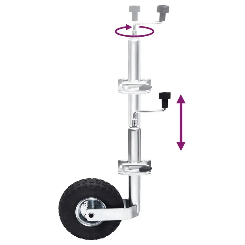 Jockey Wheel Galvanised Steel 48mm Black Support Tubes Split Clamps